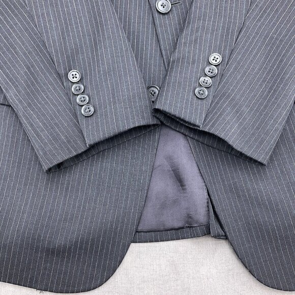 Jos A Bank Suit Men 40S/32Wx28L Gray Blue Pinstripe Signature Gordon Cuff Wool - Picture 3 of 16